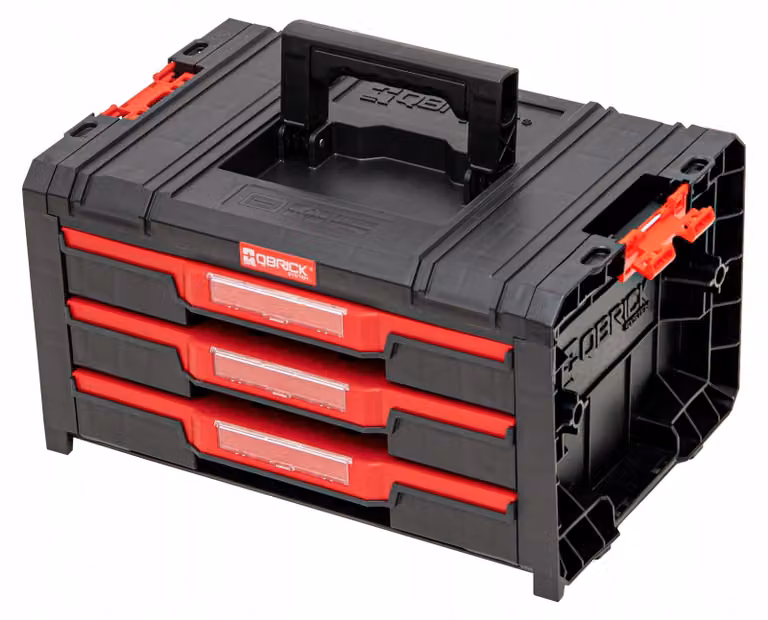 Qbrick System PRO Drawer 3 Toolbox 2.0 Basic impilabile 450 x 310 x 244 mm 3x 4,5 l IP54 con tre cassetti 9 inserti