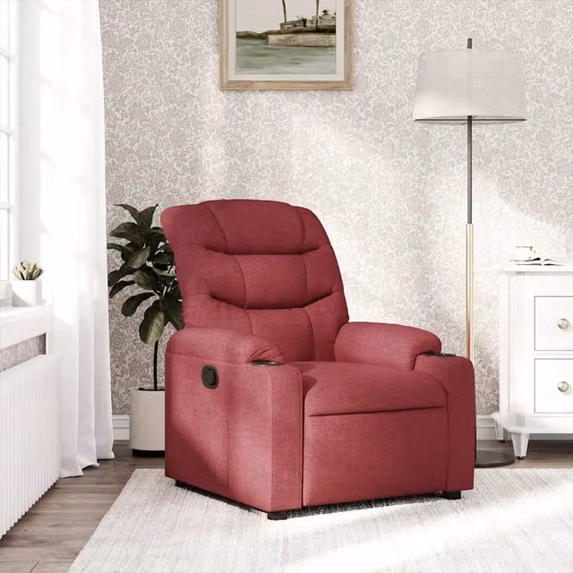 Poltrona Reclinabile Relax vidaXL in Tessuto Rosso con Braccioli e Reclinazione Manuale – 1