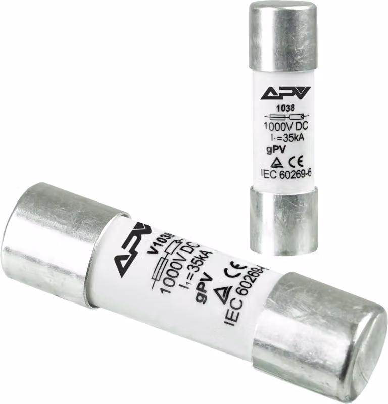 gPV, fusibili cilindrici, 15A, 10x38, Vetroceramica, per portafusibili fotovoltaici, 1000V DC, fusibili di protezione fotovoltaici