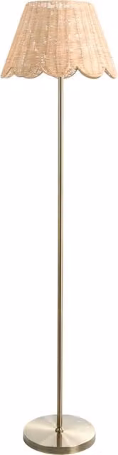 Lampada da terra con paralume in rattan naturale fatto a mano e base in metallo stile rustico boho