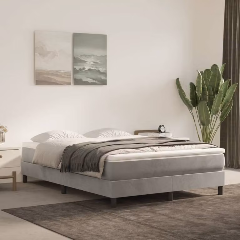 Materasso a Molle Insacchettate Rigidità Media Grigio Chiaro 140x200x20 cm in Velluto