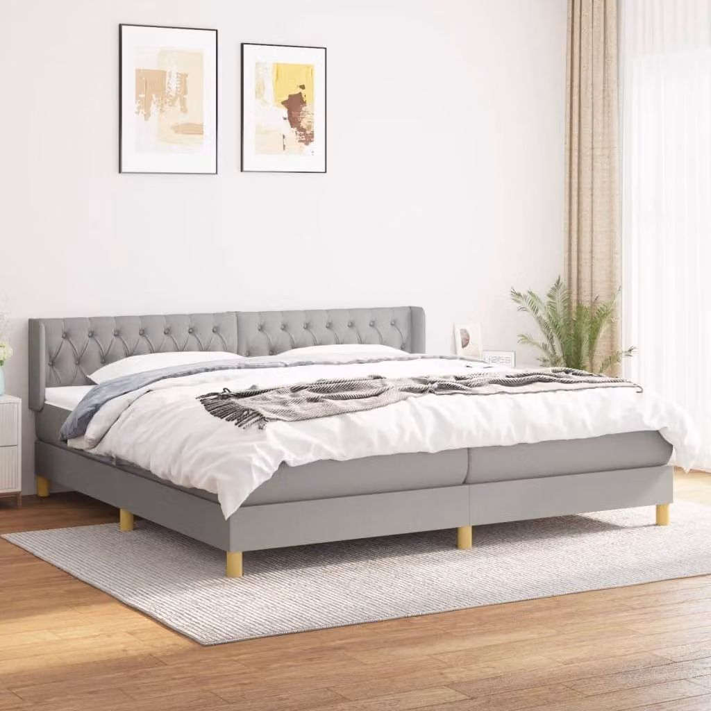 Maison Exclusive - Giroletto a Molle con Materasso Grigio Chiaro 200x200cm Tessuto