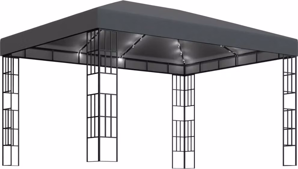 Gazebo con Stringa di Luci LED 3x4 m Antracite