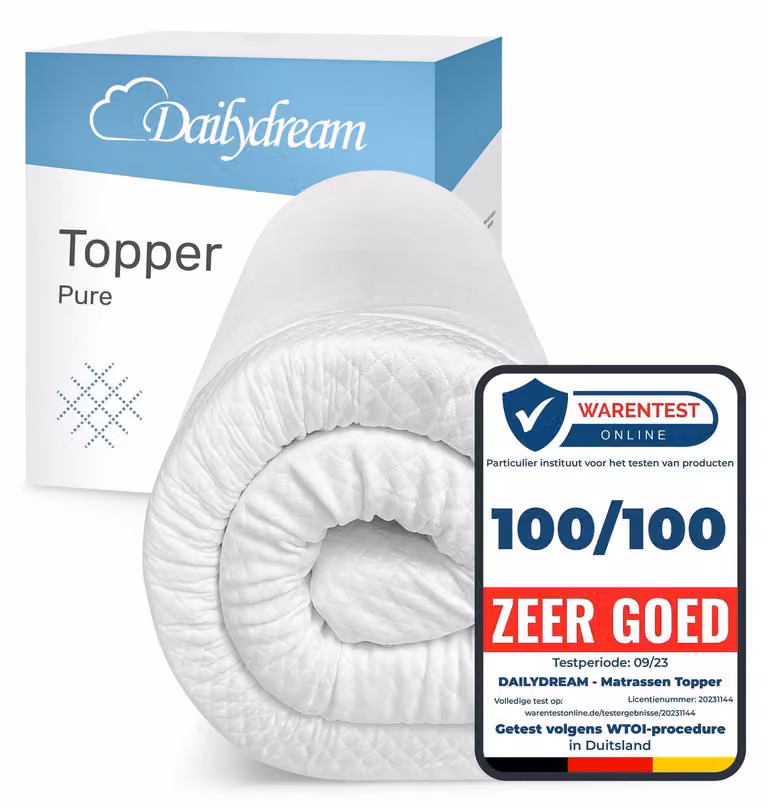 Topper per materasso in memory foam - 180 x 200 x 5 cm - Antiscivolo - Rivestimento sfoderabile