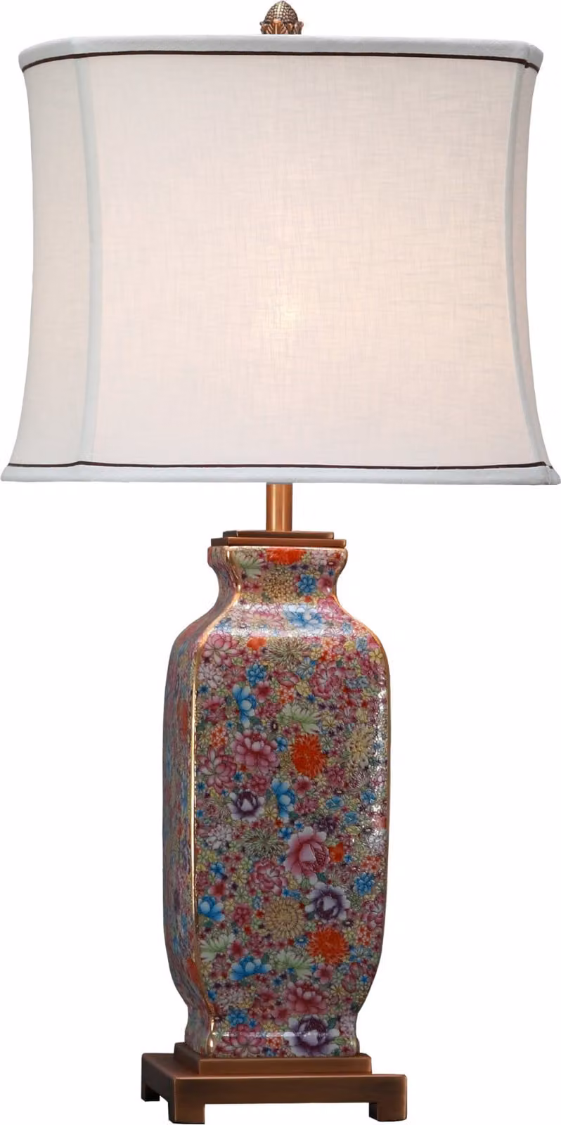 Fine Asianliving Lampada da tavolo cinese in porcellana con paralume E27 Lampada da tavolo orientale in Vetroceramica Lampade da comodino camera da letto soggiorno