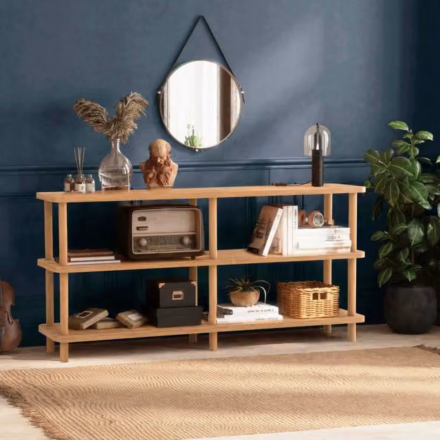 Libreria DMORA Bona con 3 Ripiani in Legno Marrone Quercia L: 150 cm, P: 35 cm, H: 75 cm – 1