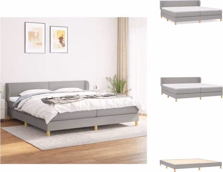 vidaXL Letto a molle con materasso grigio chiaro 200x200 cm in tessuto - Letti & strutture letto