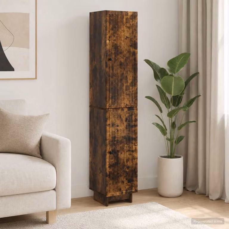 Set di mobili da soggiorno vidaXL composto da 2 pezzi in legno MDF marrone con ante scorrevoli e illuminazione integrata L/P/H: 90 x 33 x 34,5 cm e 90 x 33 x 28,32 cm