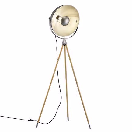 Trio di luci - lampada da terra treppiede in acciaio industriale | vintage | nichel opaco - Arti | soggiorno | camera da letto - acciaio allungato - LED adatto E27