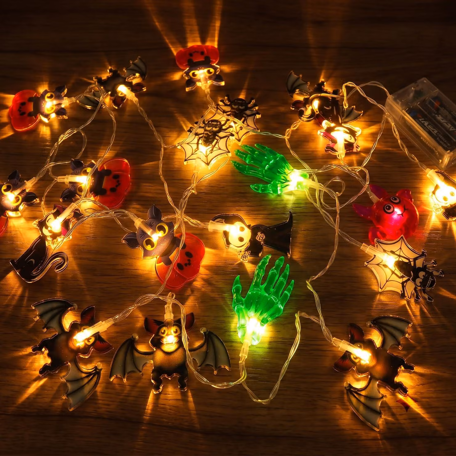 Catena luminosa a tema Halloween, lunghezza 3 metri, 20 LED, alimentazione a batteria
