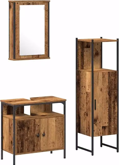 Set di mobili per il Bagno | Armadio da bagno 3 pz Marrone 33 x 33 x 120.5 cm
