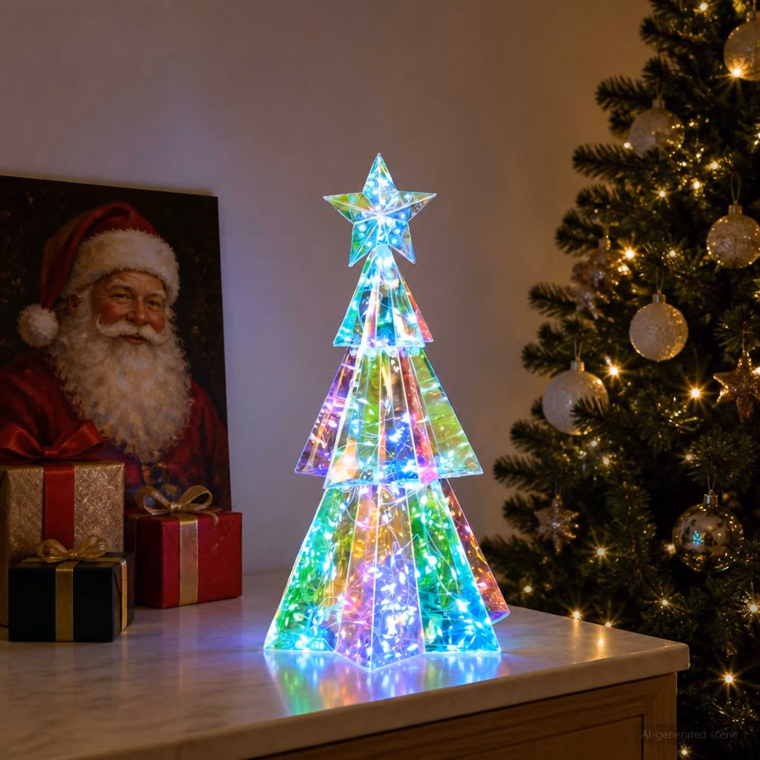 vidaXL Albero di Natale LED iridescente prismatico Multicolore
