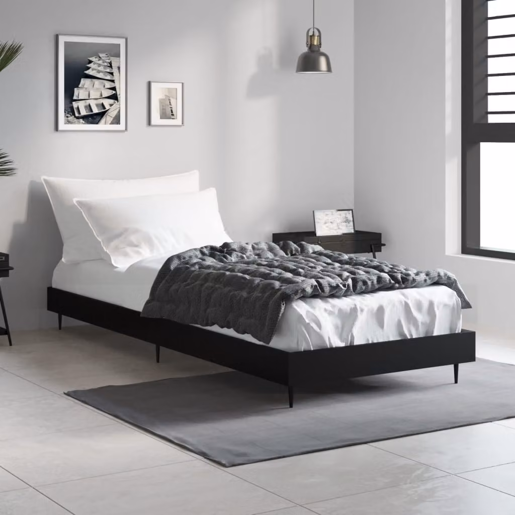 vidaXL Giroletto Nero in Legno e Metallo L: 190 cm, P: 78 cm