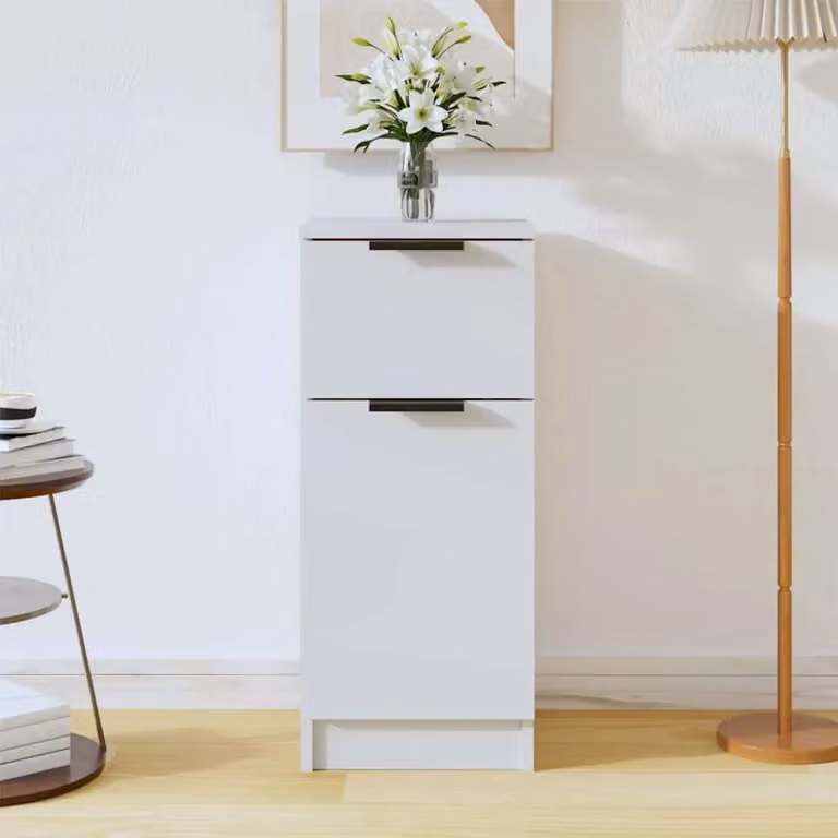 Credenza bianca vidaXL in legno multistrato e MDF per soggiorno o sala da pranzo, L/P/H: 30 x 30 x 70 cm