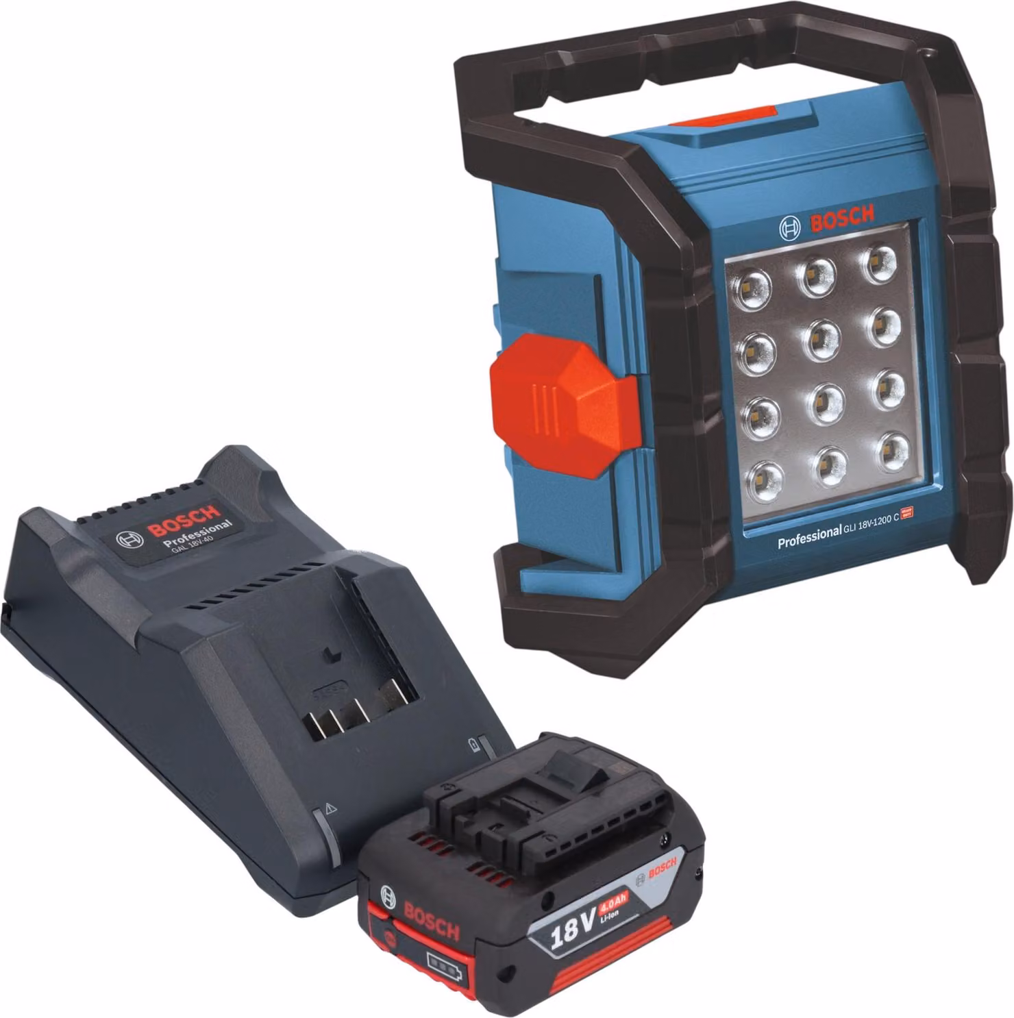 Faro da cantiere a batteria Bosch GLI 18V-1200 C Professional 18 V 1200 lm + 1x batteria 4,0 Ah + caricabatteria