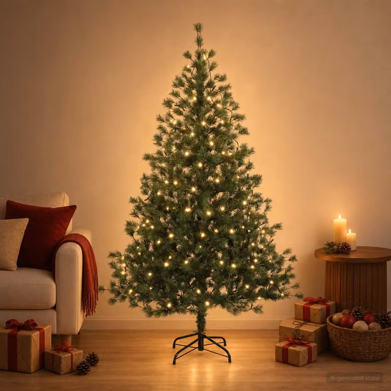 vidaXL Albero di Natale Artificiale con Rami Pieghevoli 150 cm 150 LED