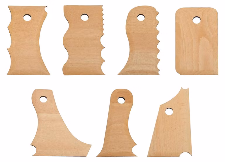 Solidchoice - Set di 7 utensili per la Vetroceramica, spatole in legno di faggio per la lavorazione dell'argilla e la scultura
