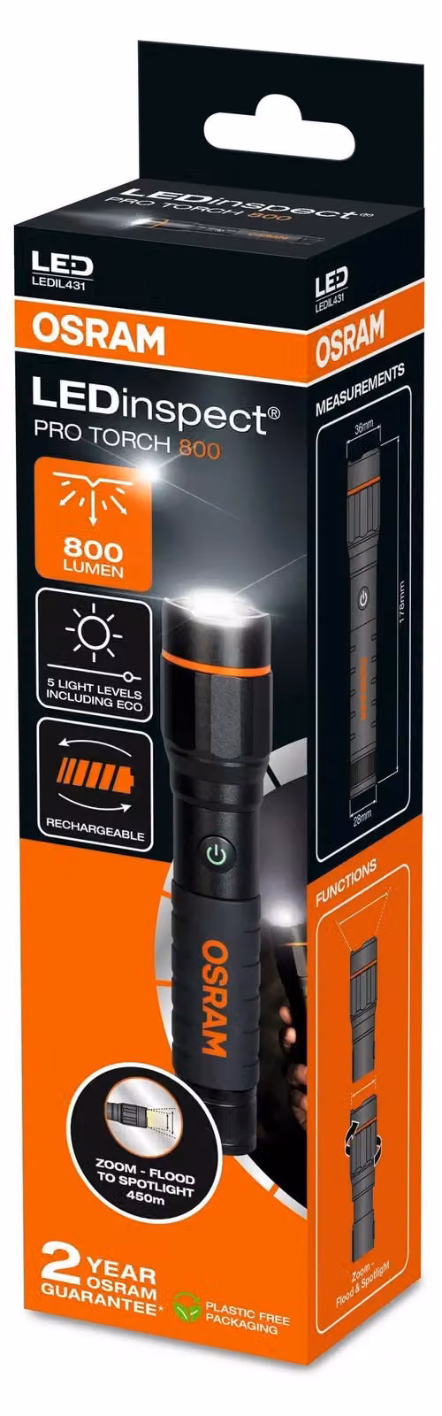 Lampada portatile LED 800lm OSRAM Pro Lampada di ispezione in formato torcia elettrica