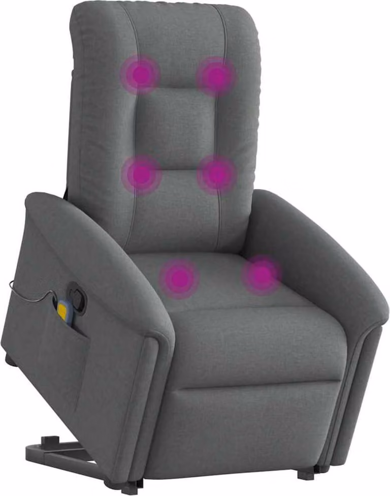 Poltrona Alzapersona Massaggi Reclinabile Grigio Scuro Tessuto