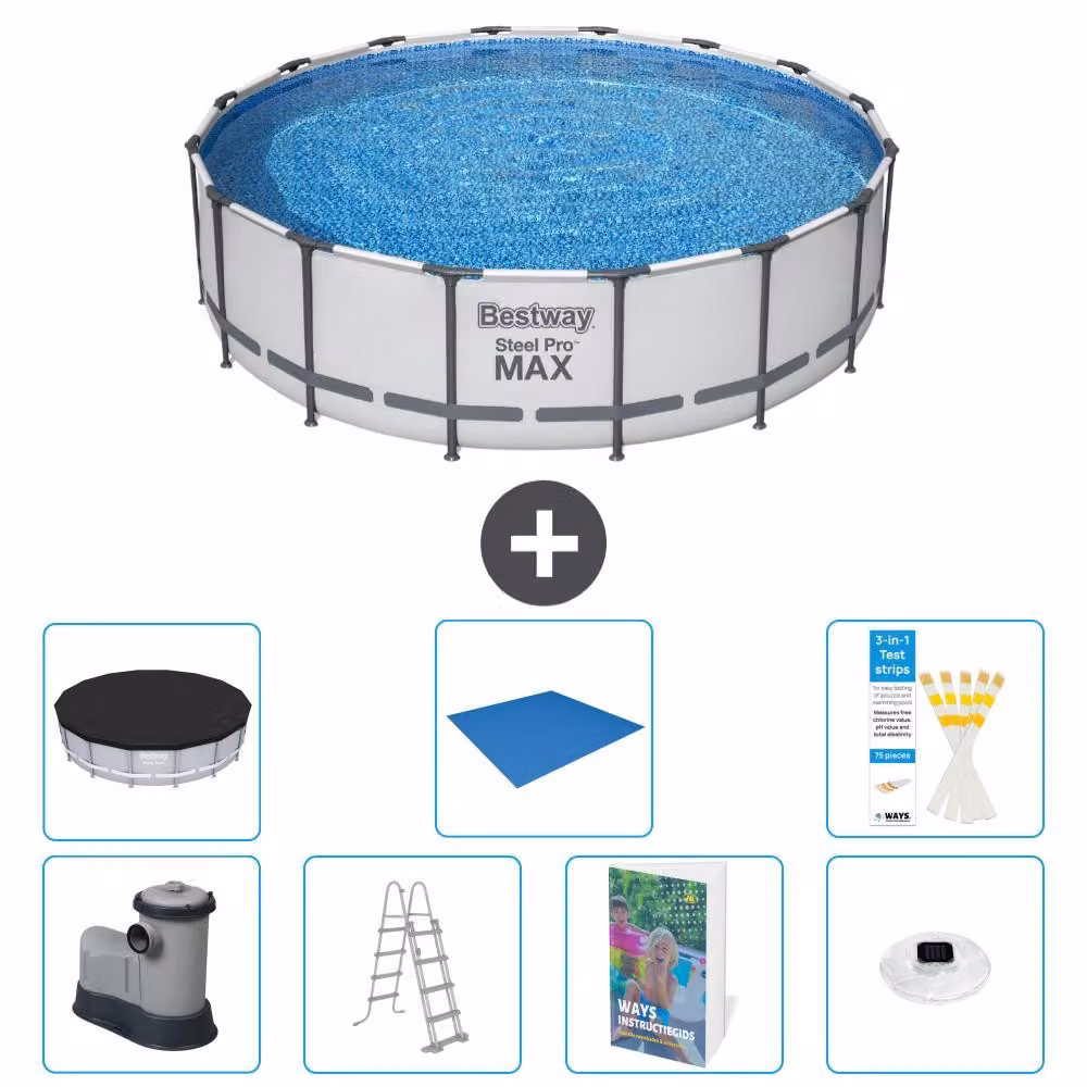 Piscina gonfiabile Bestway Steel Pro MAX, rotonda, 488x122 cm, composta da 6 parti, modello S596