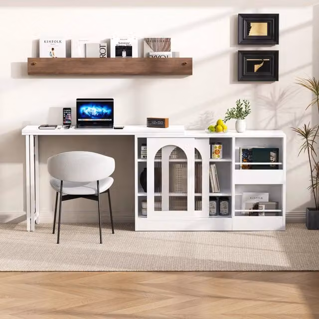 Tavolo Bar Allungabile Reversibile con Credenza e Vetro ¨C Xylo ¨C Bianco