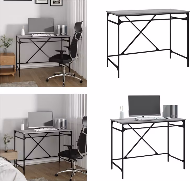 vidaXL Scrivania Grigio Sonoma 100x50x76 cm Materiale a base di legno e ferro - Scrivania - Scrivania - Scrivania per ufficio - Scrivania per computer