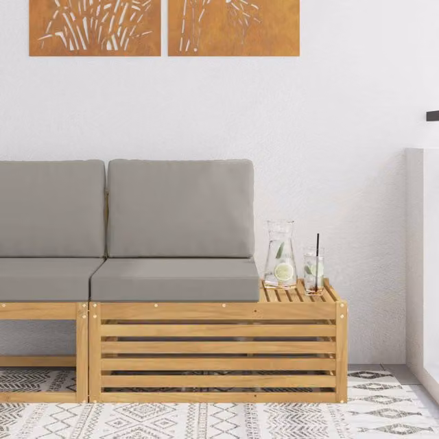 Divano da esterno moderno in legno di acacia massello bianco per giardino e terrazza