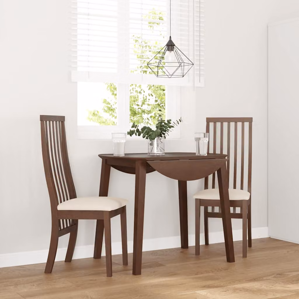 Set di 2 sedie da pranzo vidaXL in legno di hevea marrone con cuscini