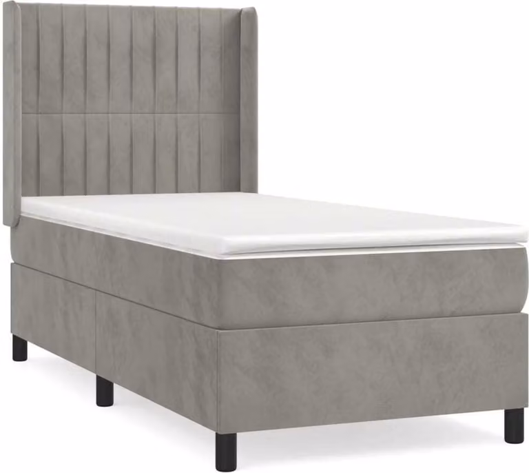 Giroletto a Molle con Materasso Grigio Chiaro 80x200 cm Velluto