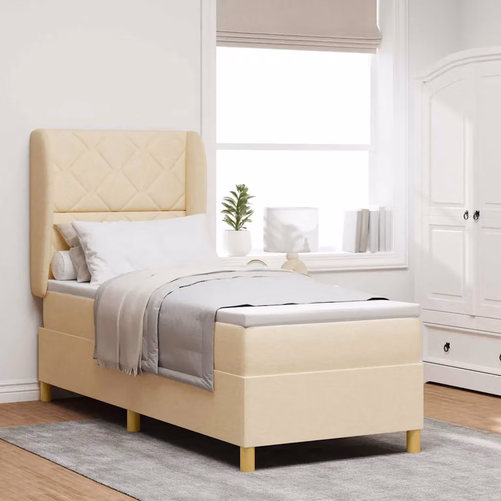 Letto ibrido con testiera vidaXL in tessuto beige L 200 cm x P 80 cm