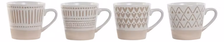 Set da caffè, 4 pezzi, capacità 180 ml, color beige opaco, dimensioni 8 x 6 x 7,5 cm