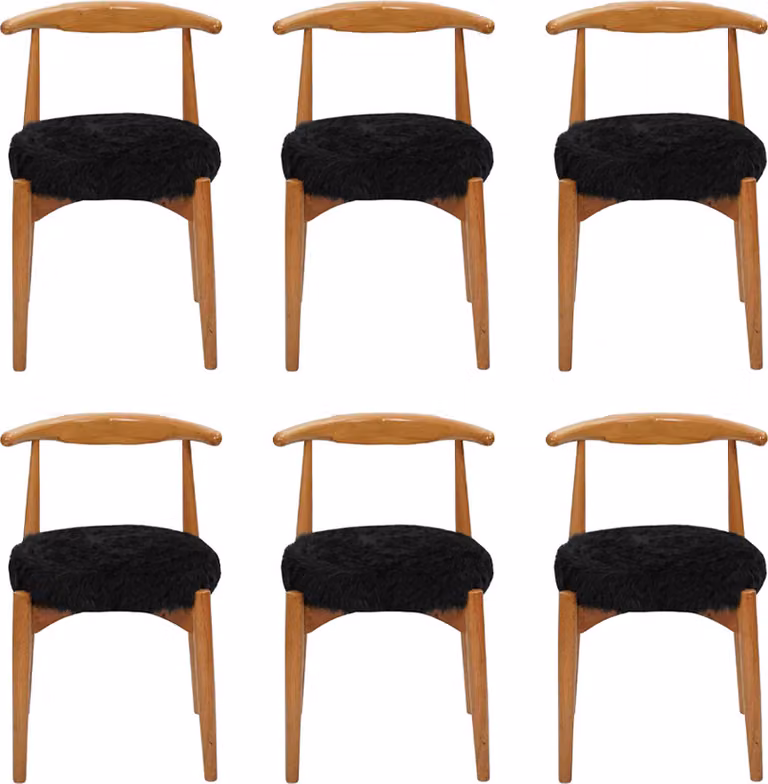 Luxus Esszimmer Holz 6x Stühle Braun Ohne Armlehne Design gepolsterter Stuhl