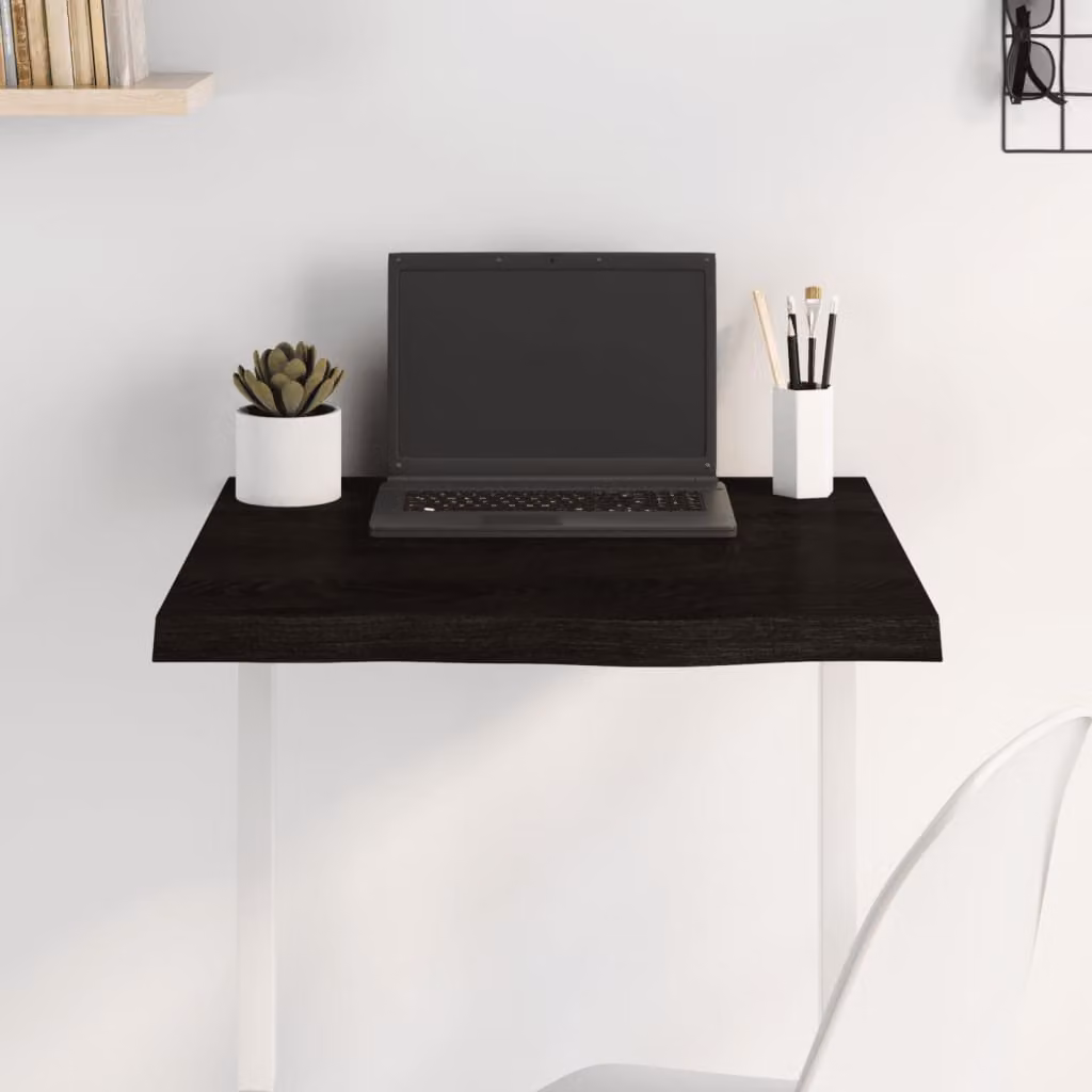Piano Tavolo Quadrato in Rovere Massello con Bordo Naturale vidaXL, Colore Marrone, L 60 cm x P 60 cm x H 28,8 cm