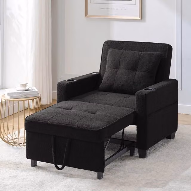 Divano Letto Singolo Estraibile con Portabicchieri e USB ¨C MINIMAL ¨C Grigio