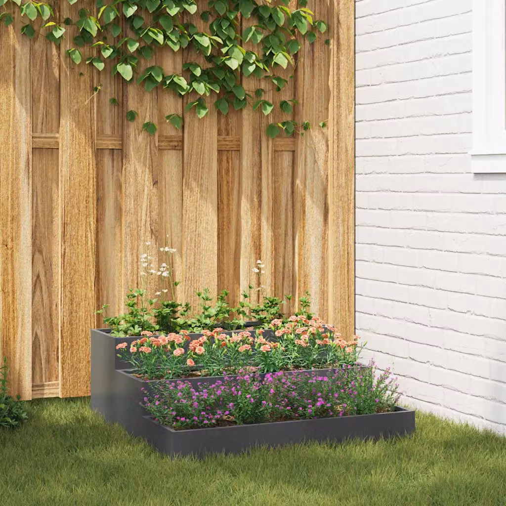 Vaso da giardino vidaXL in metallo Antracite L: 90 cm, P: 90 cm, H: 35 cm