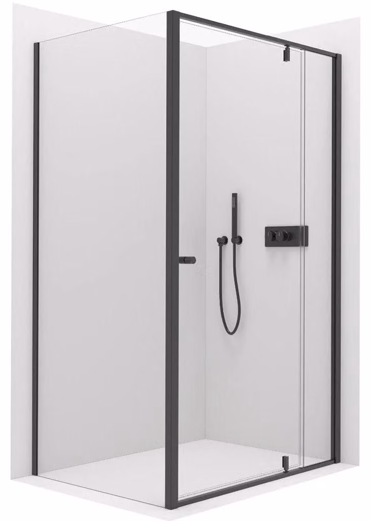 CERANO - Box doccia Santini L/P - 6 mm - nero opaco, vetro trasparente - 110x90x195 cm - a perno