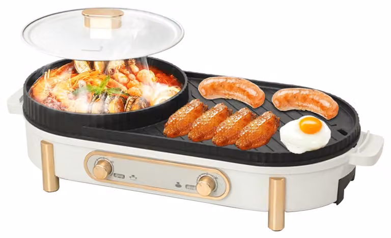 Pentola elettrica multifunzione 2-in-1, 1700 W, in lega di alluminio, colore bianco