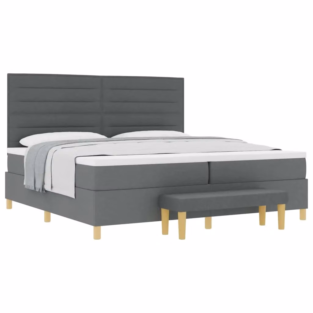 Letto matrimoniale vidaXL con testiera e panca, Grigio, L/P/H: 200 x 200 x 128 cm – 2