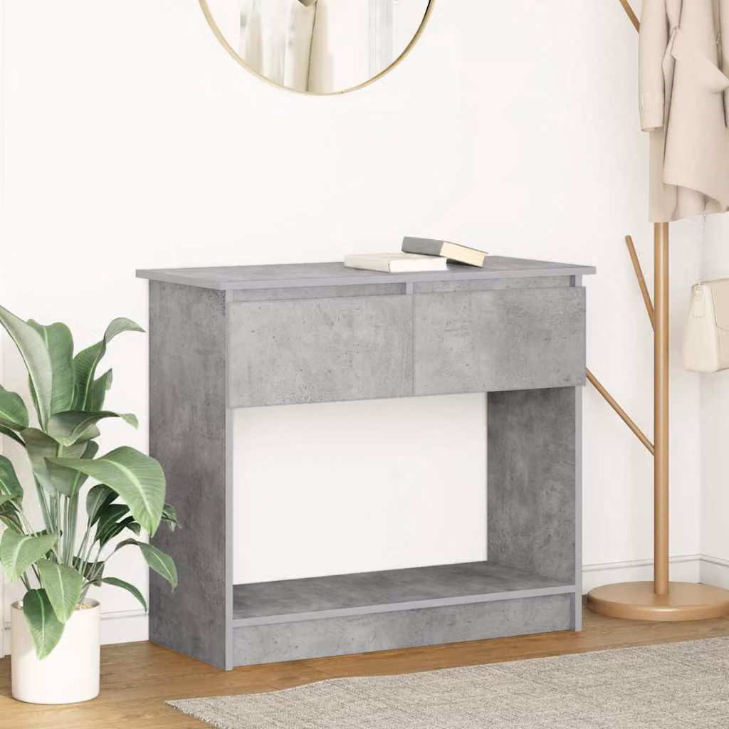 vidaXL Tavolo Consolle Moderno con Cassetti Grigio Cemento L: 85,5 cm, P: 38,5 cm, H: 74,5 cm