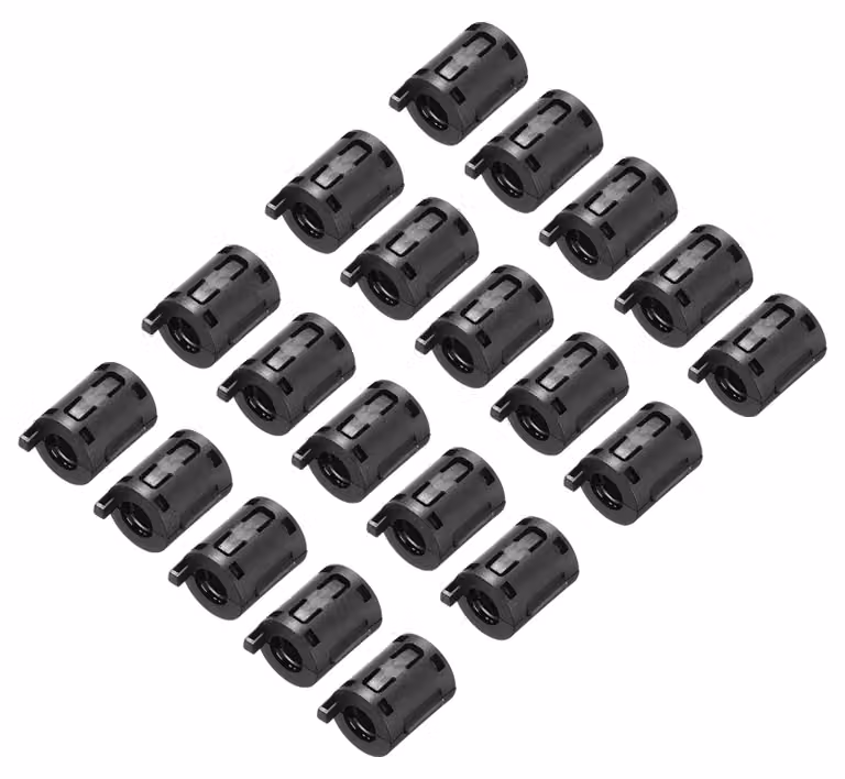 Set di 20 anelli ferromagnetici, colore nero, con diametri interni di 7 mm, 15,5 mm e 18 mm