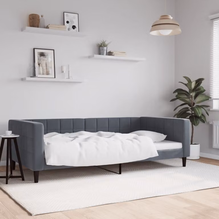vidaXL Letto da Giorno Moderno in Velluto Grigio L/P/H: 223 x 100 x 68 cm