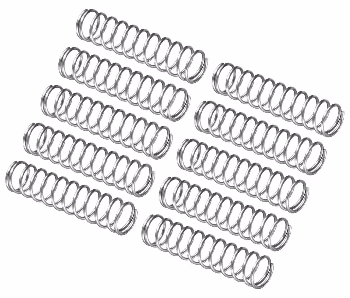 Molle a compression, 10 pezzi, acciaio, diametro 1,2 mm, diametro esterno 12 mm, lunghezza 50 mm