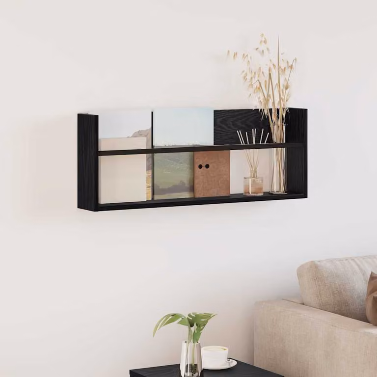 Scaffale per riviste da parete vidaXL Nero Moderno L 80 cm x P 12 cm x H 30 cm