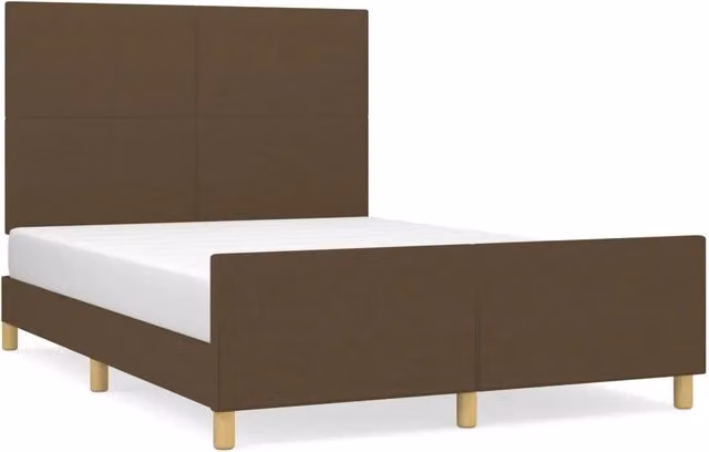 Letto matrimoniale | Letto per adulti | Giroletto senza Materasso Marrone Scuro 140x200 cm Tessuto