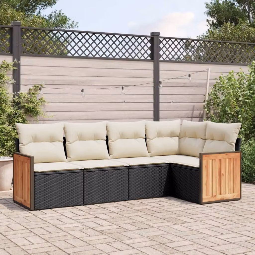 Maison Exclusive - Set Divani da Giardino 5 pz con Cuscini in Polyrattan Nero