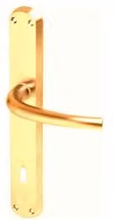 Set di maniglie per porta con placca lunga Ghidini Milena in ottone satinato oro