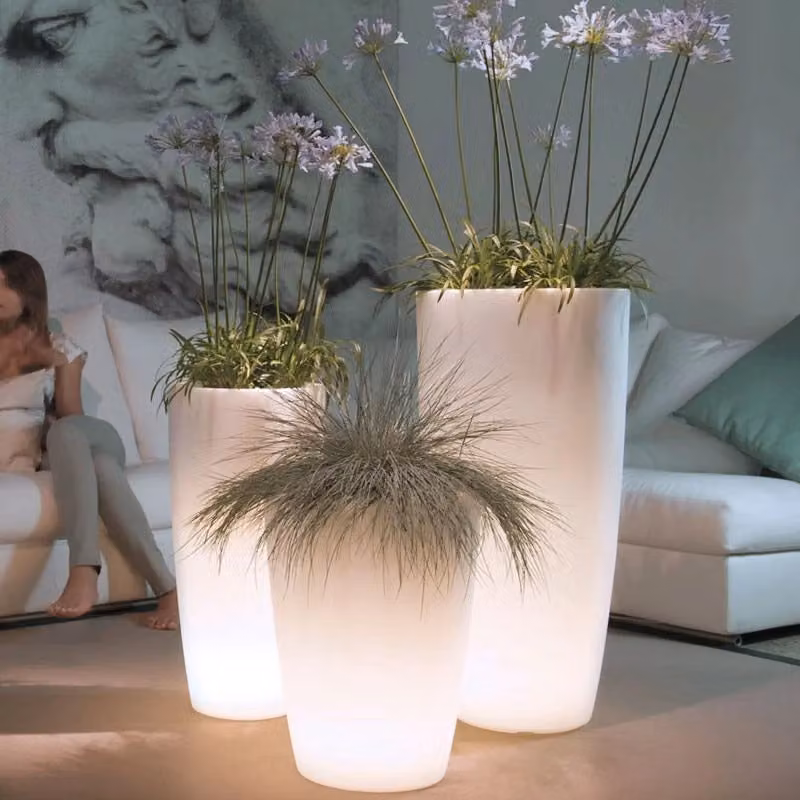 Vaso Luminoso da Giardino LED Giordanoshop Bianco in Plastica Ø40 cm – 2
