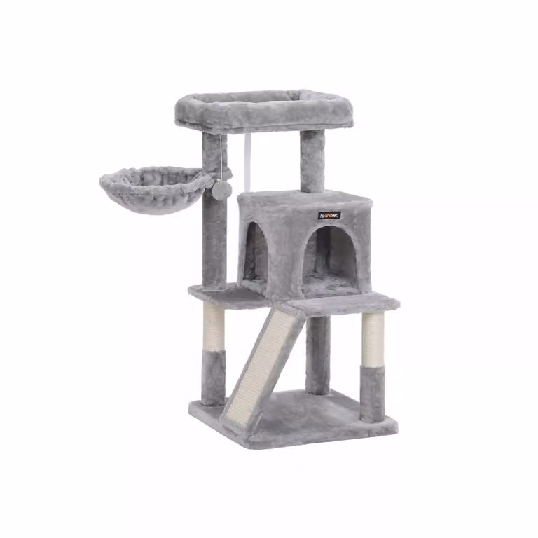 In And OutdoorMatch Tiragraffi per gatti Creola - Grigio - Morbida amaca a cesto per gatti - Gioco per gatti - Adatto a gattini piccoli - 48 x 48 x 96 cm
