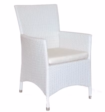 Poltrona da esterno Valeria PREDA in rattan e metallo per giardino, disponibile in beige, grigio o bianco, L: 62 cm, P: 59 cm, H: 62 cm
