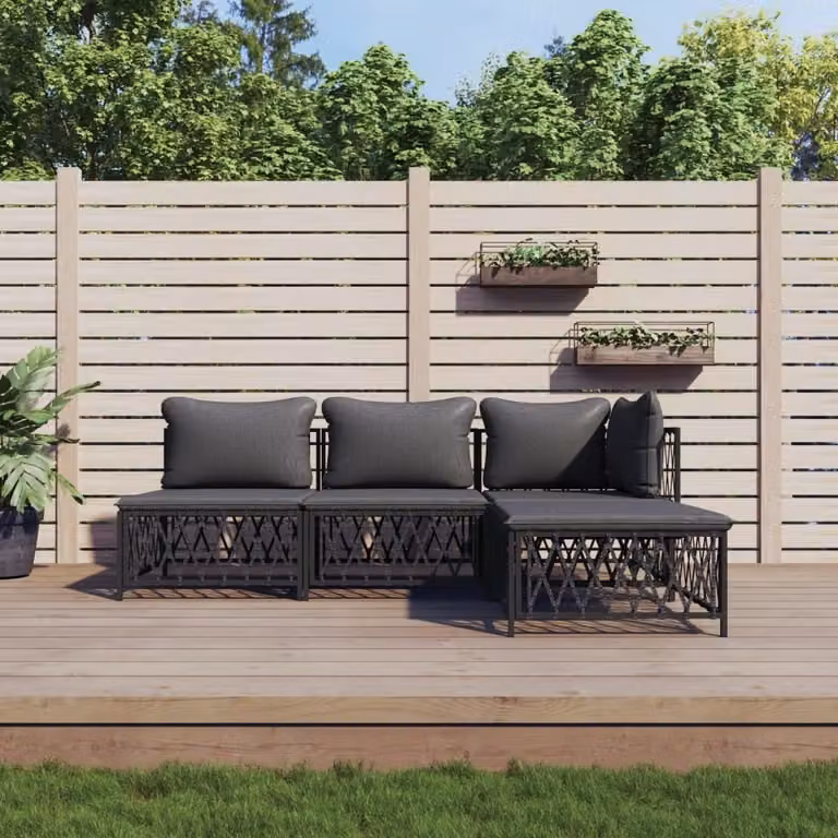 Maison Exclusive - Set da giardino 4 pezzi con cuscini antracite acciaio